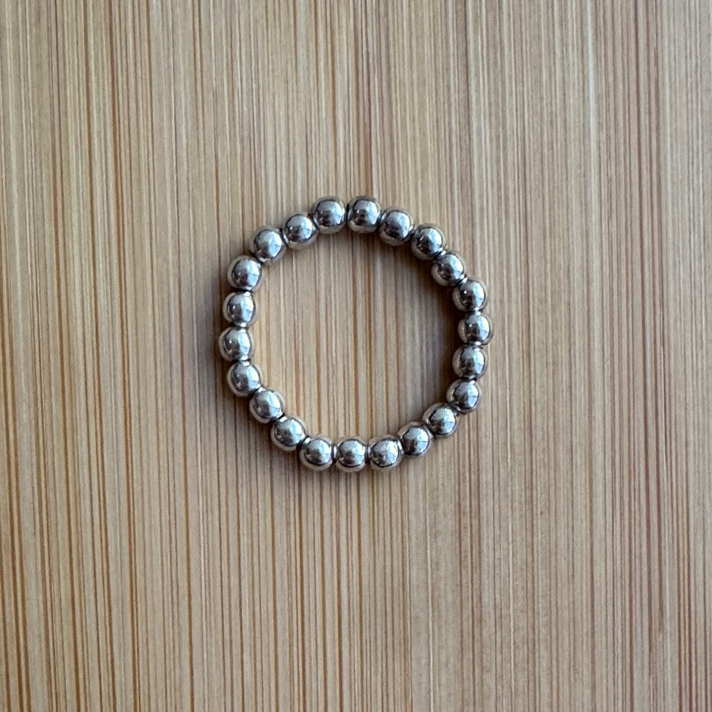 Basic Ball-Chain Silver Beaded Ring - image 1